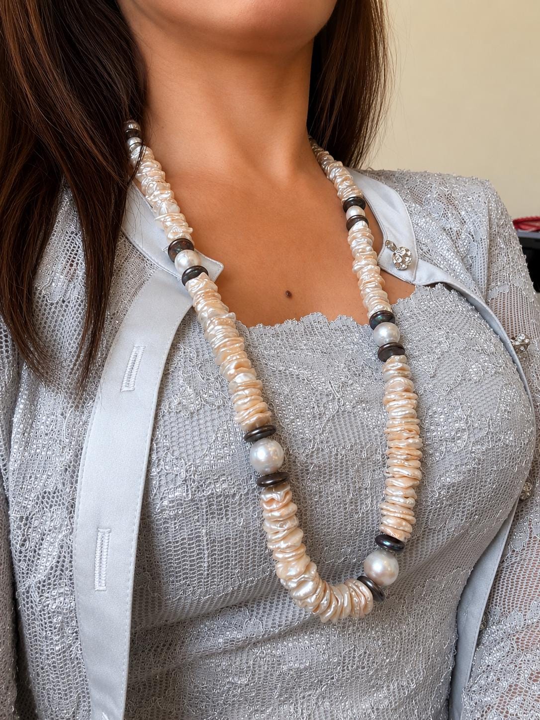 Opera Length Real Keshi Freshwater Pearl Necklace- N122