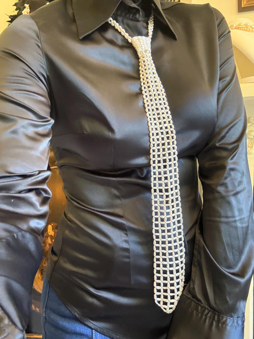 Estate Freshwater Pearl Neck Tie Necklace- N125