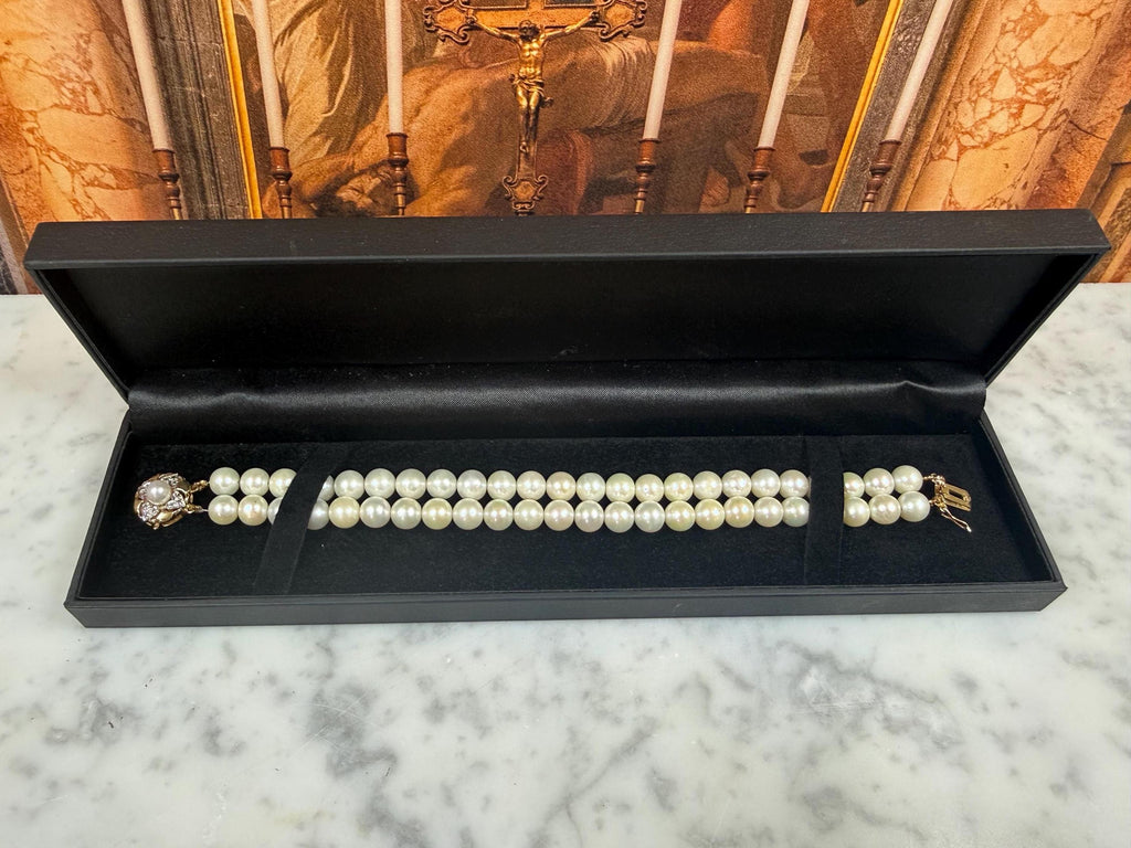 New 14ct Gold Double Strand Akoya Saltwater Pearl Bracelet B181