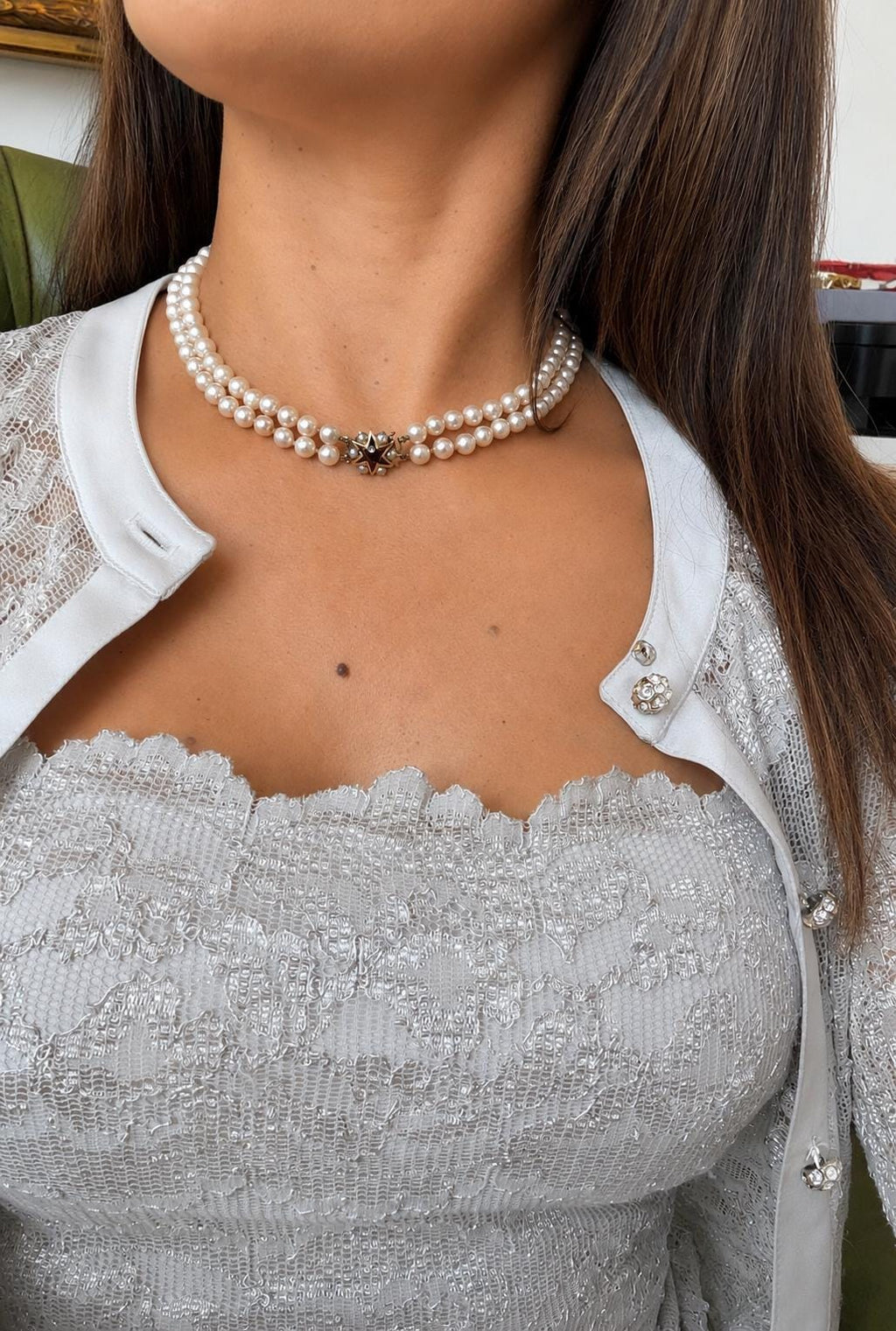 Vintage Estate 9ct Gold Garnet Double Strand Japanese Akoya Pearl Necklace- N 177