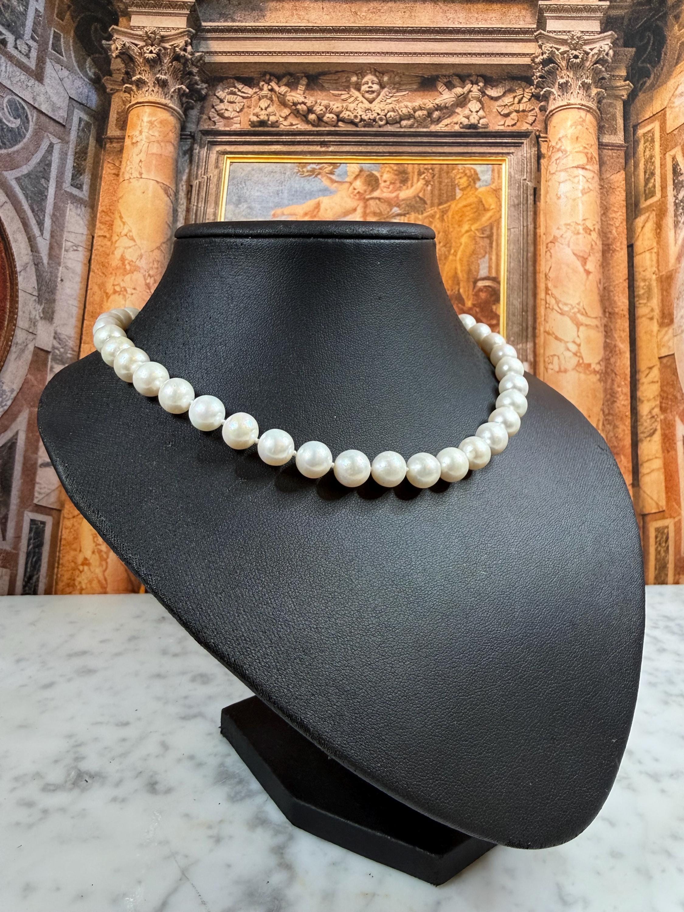 New Classic  17in 9mm Cultured Pearl Necklace Silver Push in Clasp Men & Ladies - N 180