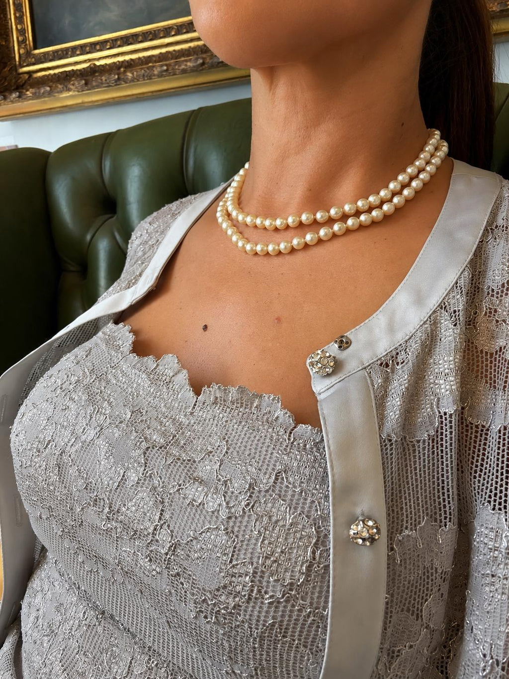Vintage Art Deco 14ct Clasp Double Strand Saltwater Pearl Necklace in H.M The Queen Garrard Crown Jewellers Box - N174A