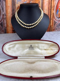Vintage Art Deco 14ct Clasp Double Strand Saltwater Pearl Necklace in H.M The Queen Garrard Crown Jewellers Box - N174A